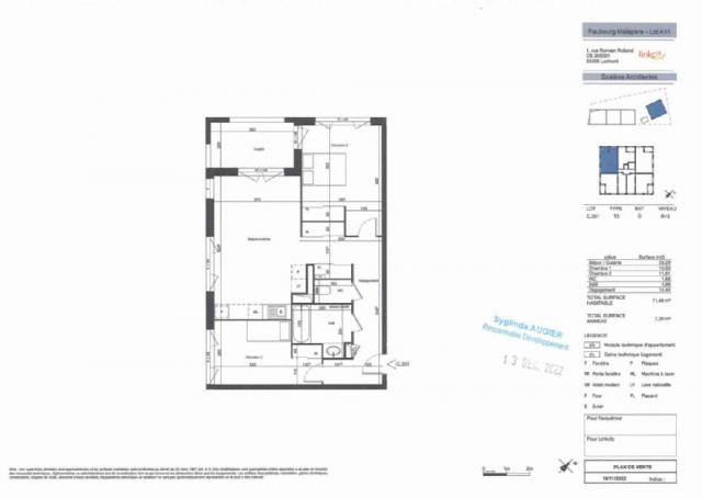 Appartement - 71 m² environ - 3 pièce(s)