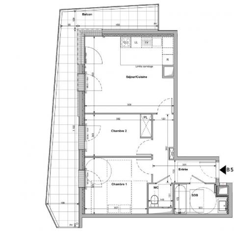 Appartement - 57 m² environ - 3 pièce(s)