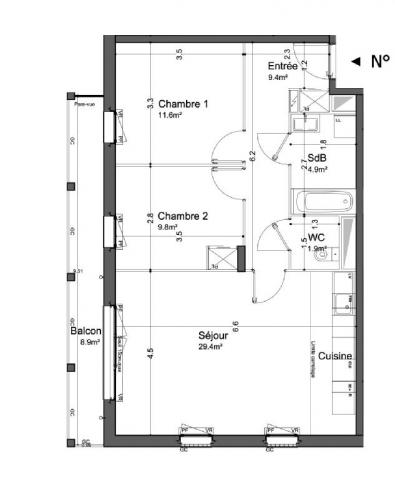 Appartement - 67 m² environ - 3 pièce(s)