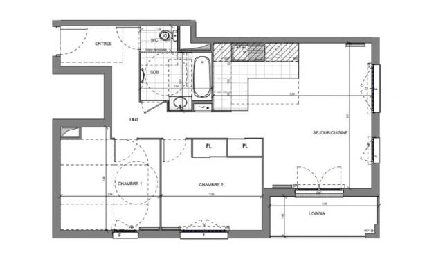 Appartement - 65 m² environ - 3 pièce(s)