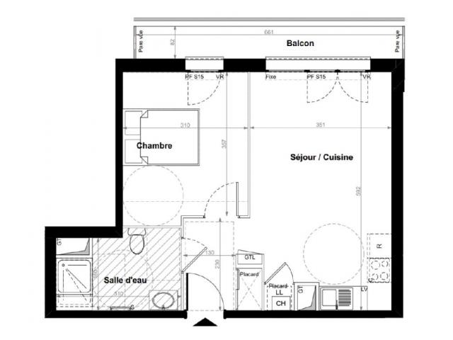 Appartement - 41 m² environ - 2 pièce(s)