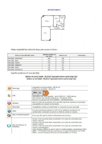 Appartement - 40 m² environ - 2 pièce(s)