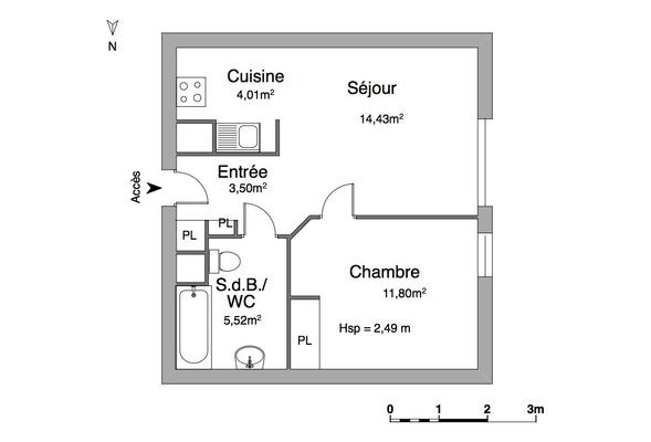 Appartement - 39 m² environ - 2 pièce(s)