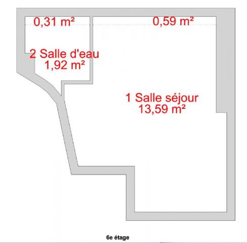 Appartement - 15 m² environ - 1 pièce(s)