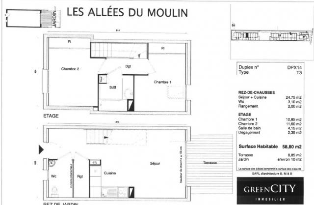 Appartement - 59 m² environ - 3 pièce(s)