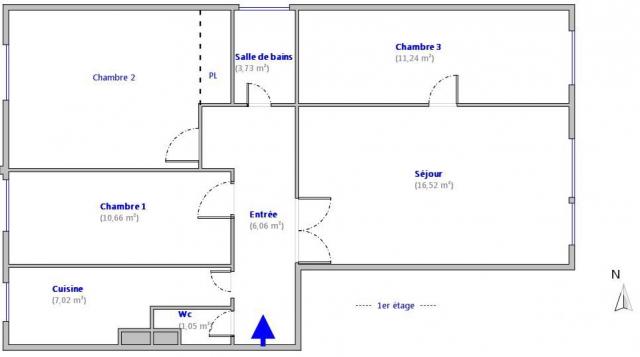 Appartement - 69 m² environ - 4 pièce(s)