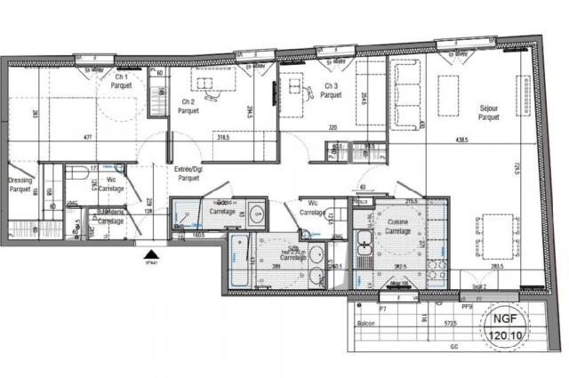 Appartement - 92 m² environ - 4 pièce(s)