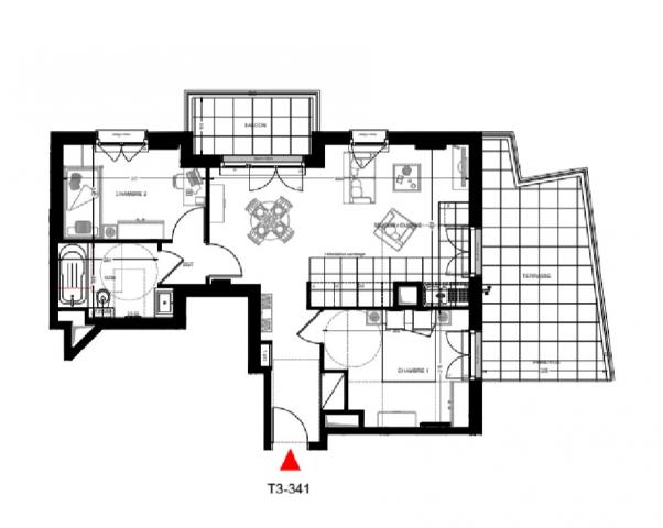 Appartement - 59 m² environ - 3 pièce(s)