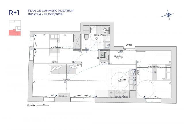 Appartement - 54 m² environ - 3 pièce(s)