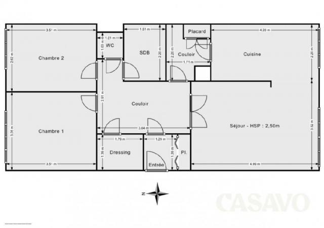 Appartement - 66 m² environ - 3 pièce(s)