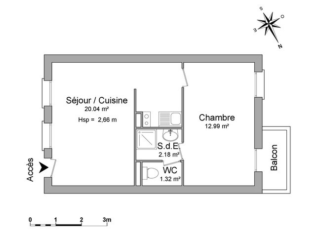 Appartement - 36 m² environ - 2 pièce(s)