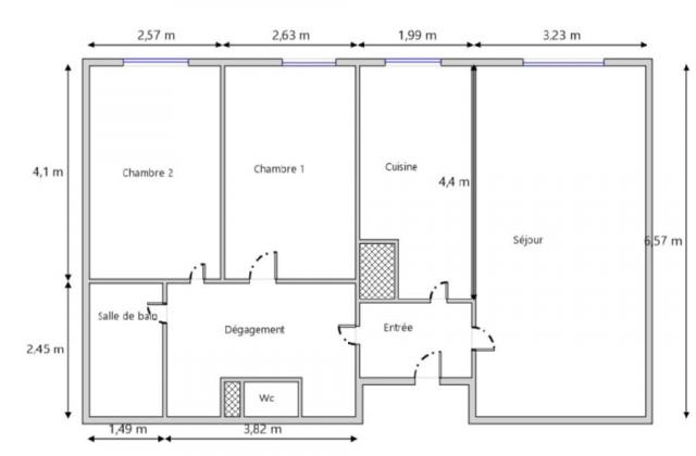 Appartement - 65 m² environ - 3 pièce(s)