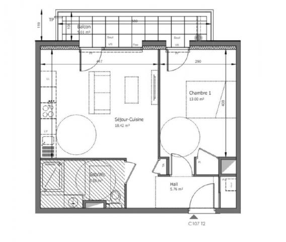 Appartement - 43 m² environ - 2 pièce(s)