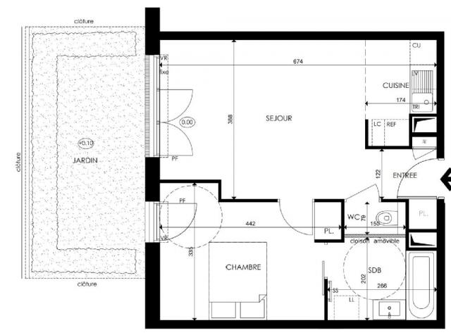 Appartement - 44 m² environ - 2 pièce(s)