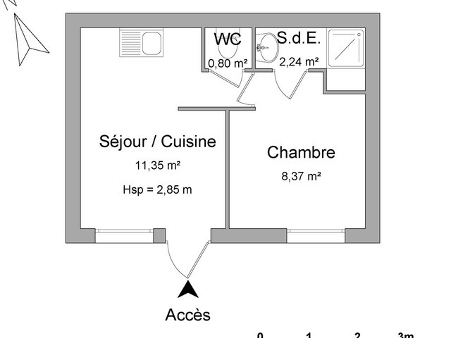 Appartement - 24 m² environ - 2 pièce(s)