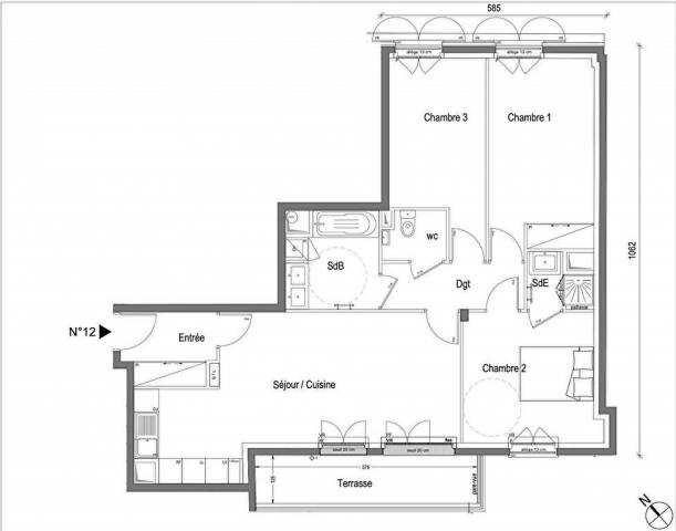 Appartement - 82 m² environ - 4 pièce(s)