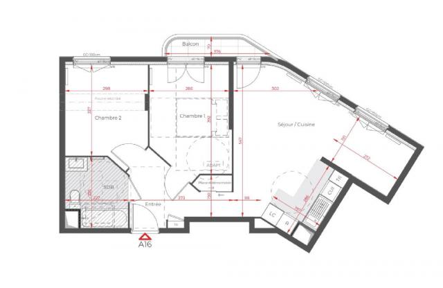 Appartement - 58 m² environ - 3 pièce(s)