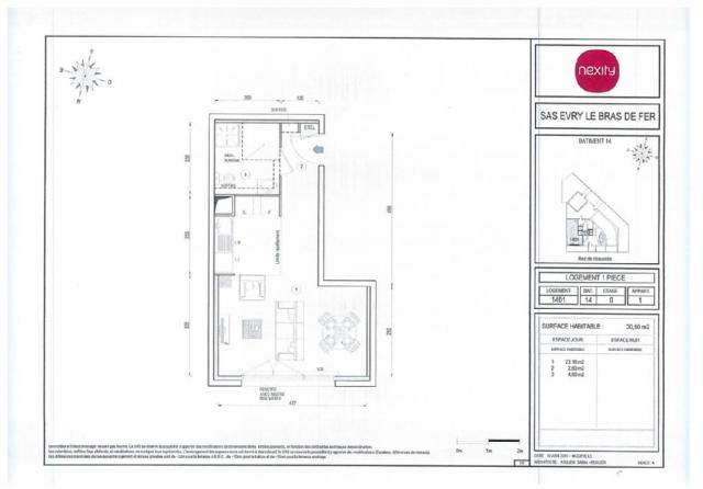 Appartement - 30 m² environ - 1 pièce(s)