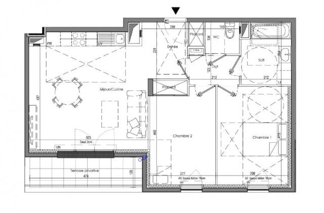 Appartement - 63 m² environ - 3 pièce(s)