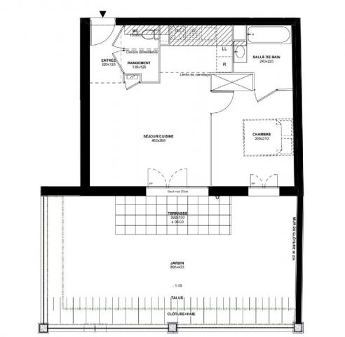 Appartement - 47 m² environ - 2 pièce(s)